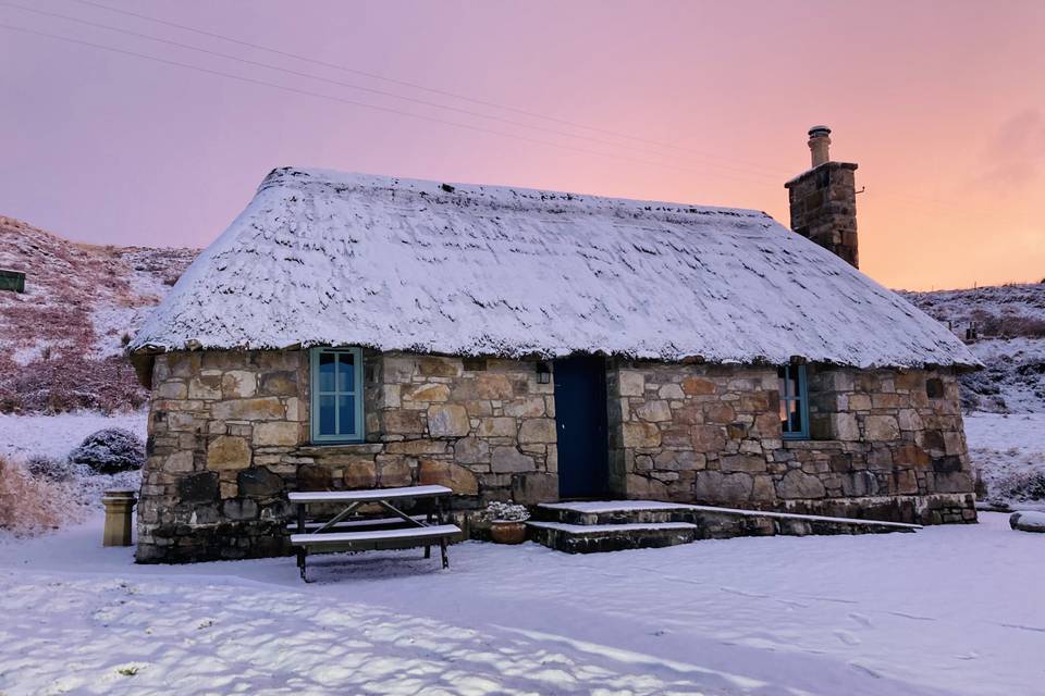 Cottage and snow