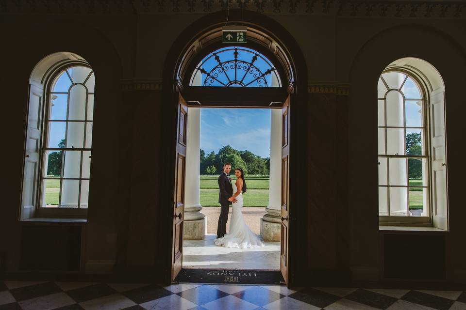 Newlyweds through the door