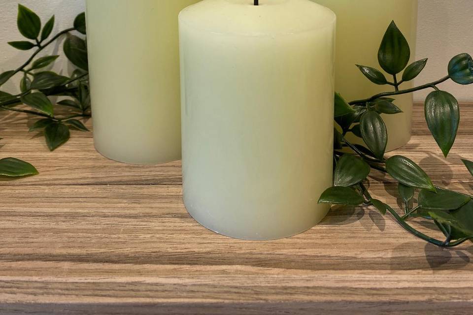 Battery pillar candles - hire