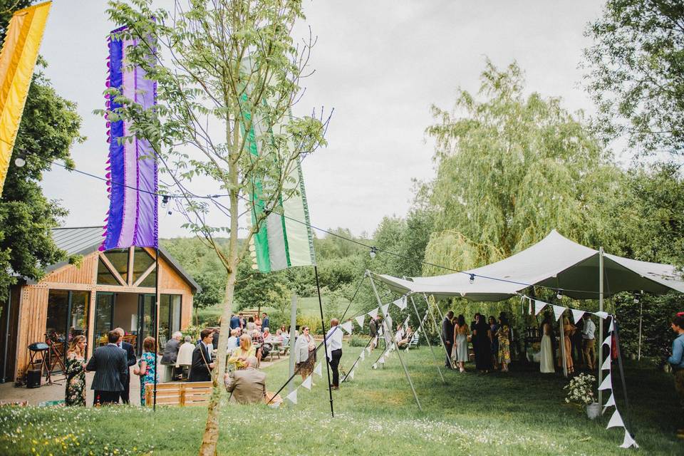 Rustic barn and stretch tent