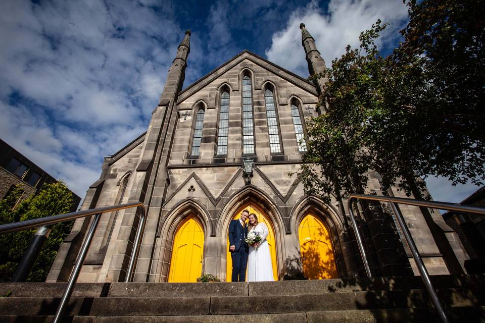 Outside the church