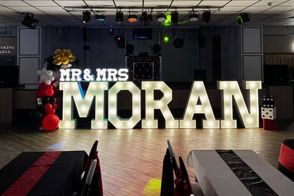 Light Up Surname with topper