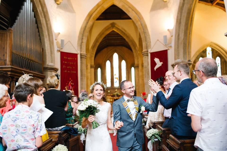 Congratulating the couple - Hampshire wedding photographer