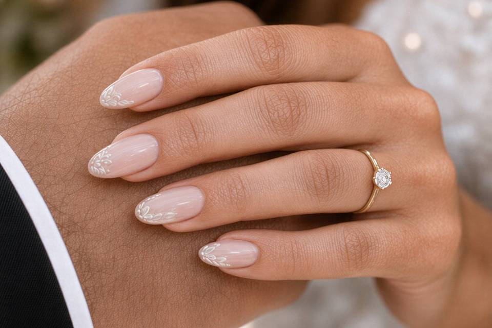 Nude almond with floral accent