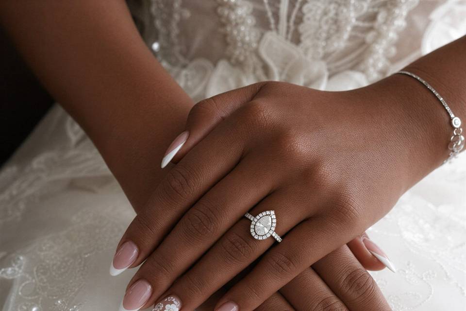 Almond french with floral acc