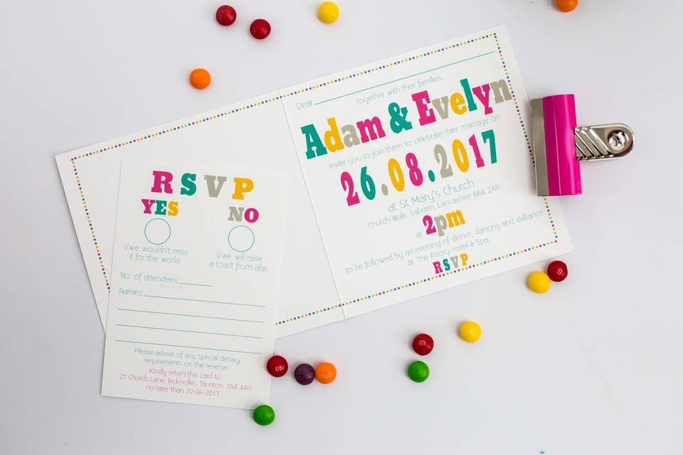 Candy invitate folded + rsvp