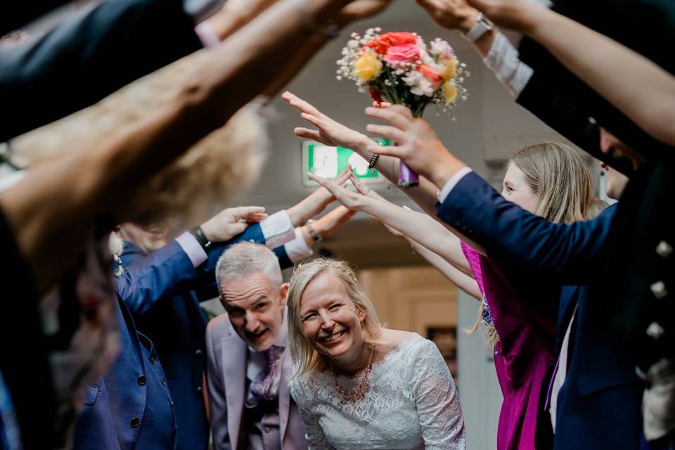 Aisle of well wishers