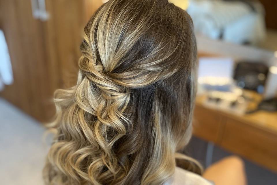 Bridal hair half up with twist