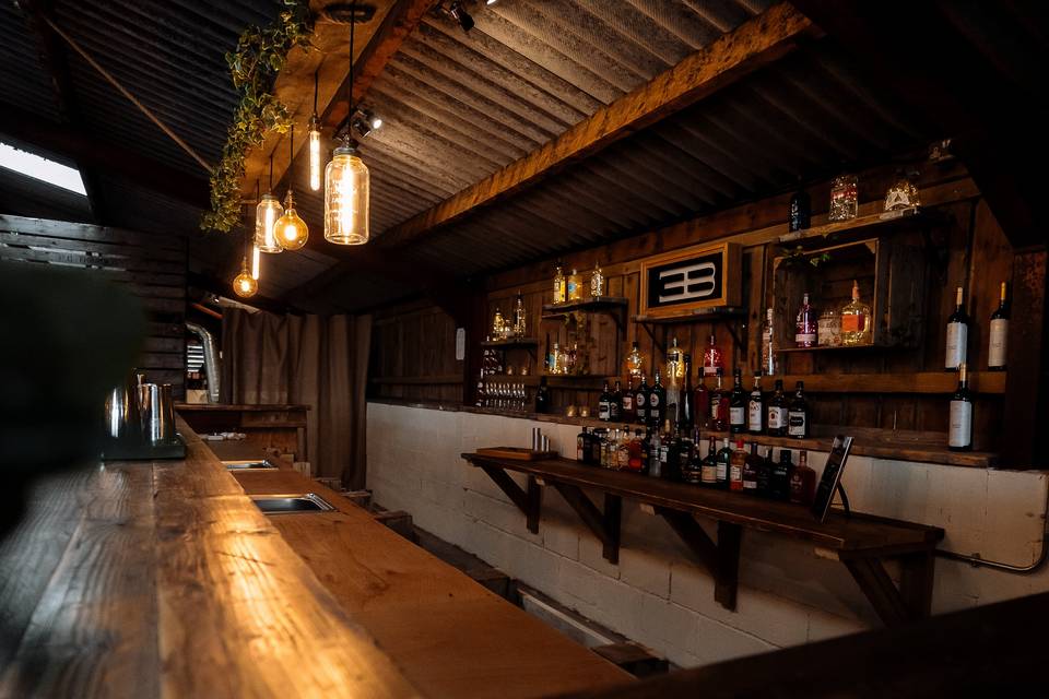 Rustic wooden bar