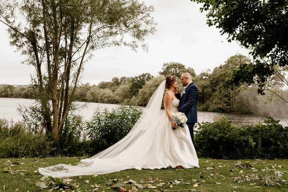 Couple with a lake view