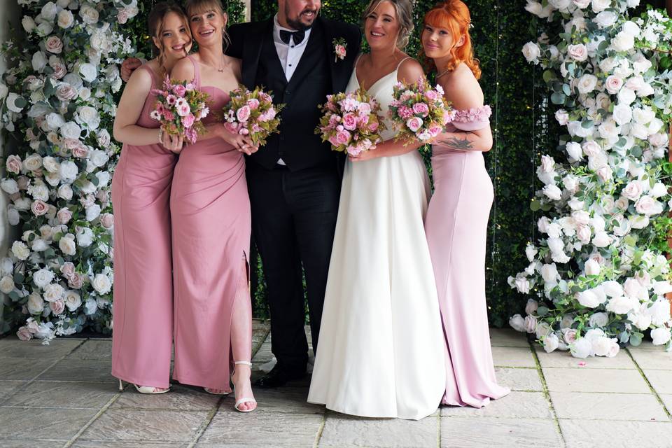 The wedding party in pink