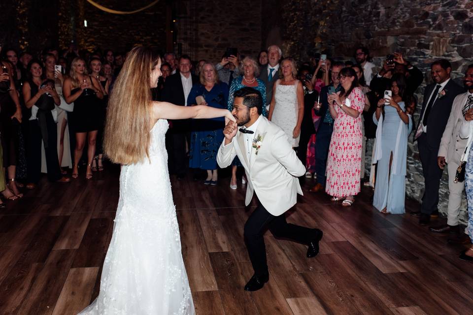 First dance hand kiss