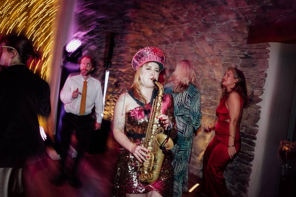 Sax player making memories