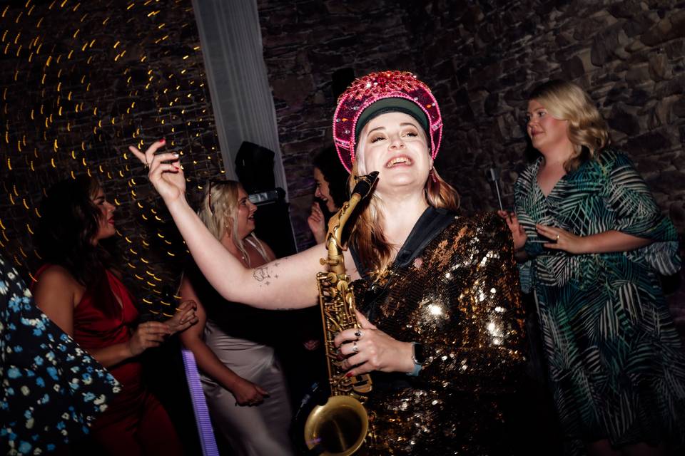 Sax player in her element