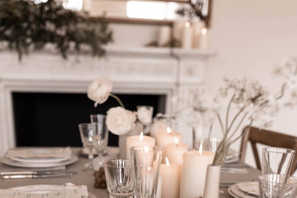 Muted cream and white table