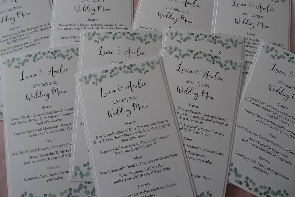 Wedding Breakfast Menus