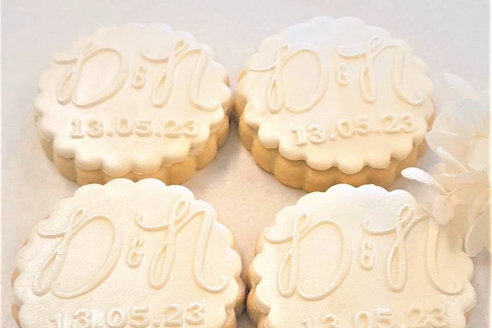 Initial & date biscuit favours