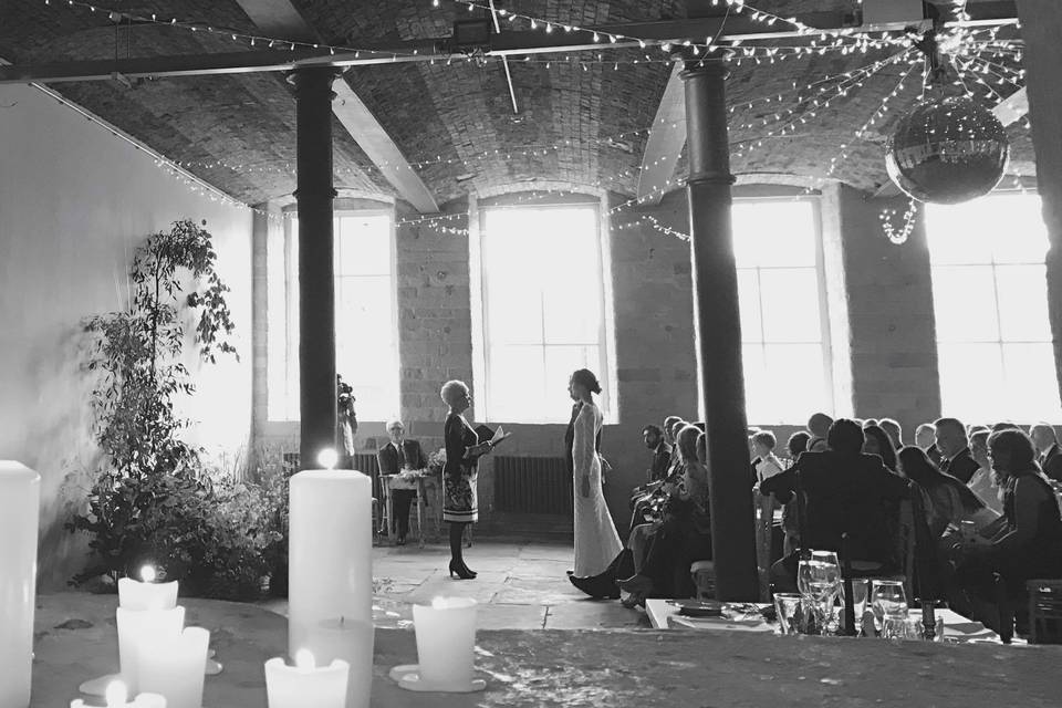 Civil Ceremony under Canopy Lights