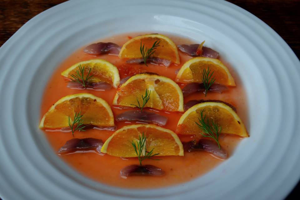 Blood orange sashimi
