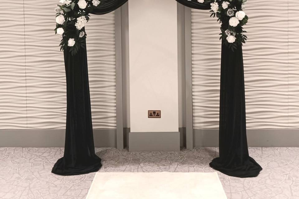 Black, white and silver arch