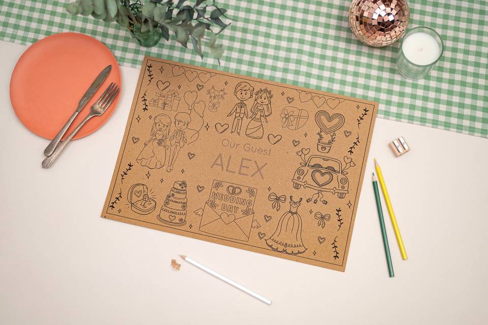 Kraft Wedding Activity Mat