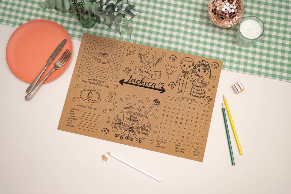 Kraft Wedding Activity Mat