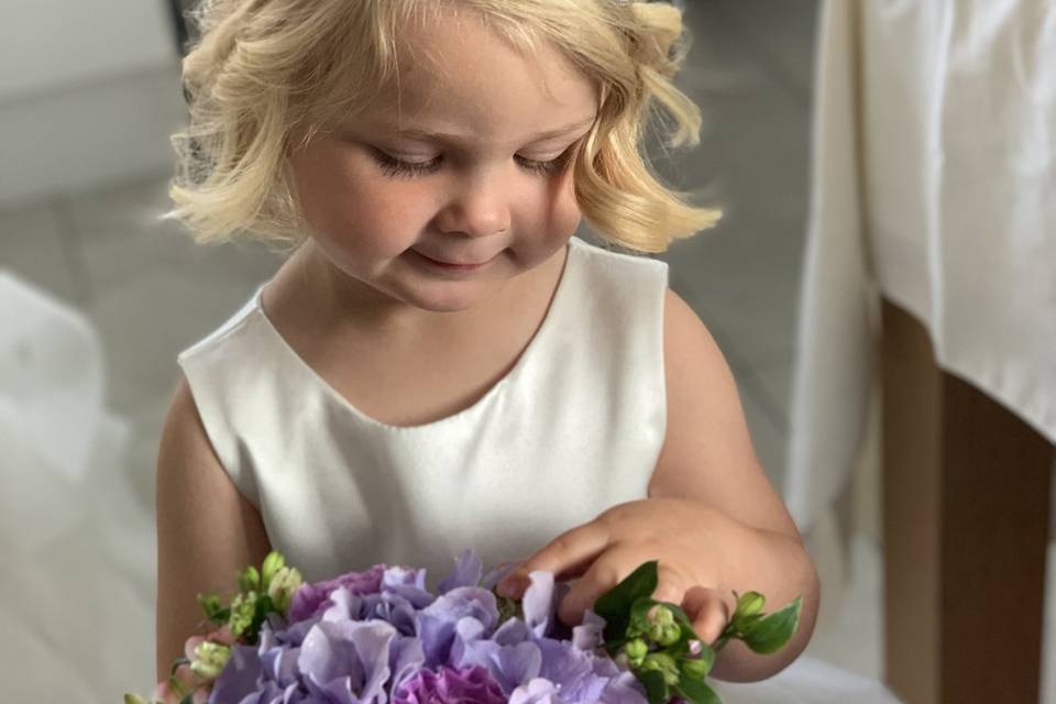 Hydrangea flower girl bouquet