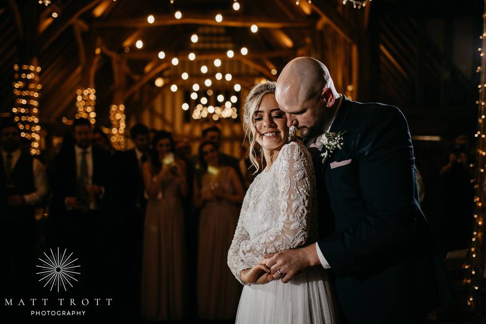 First dance barn wedding