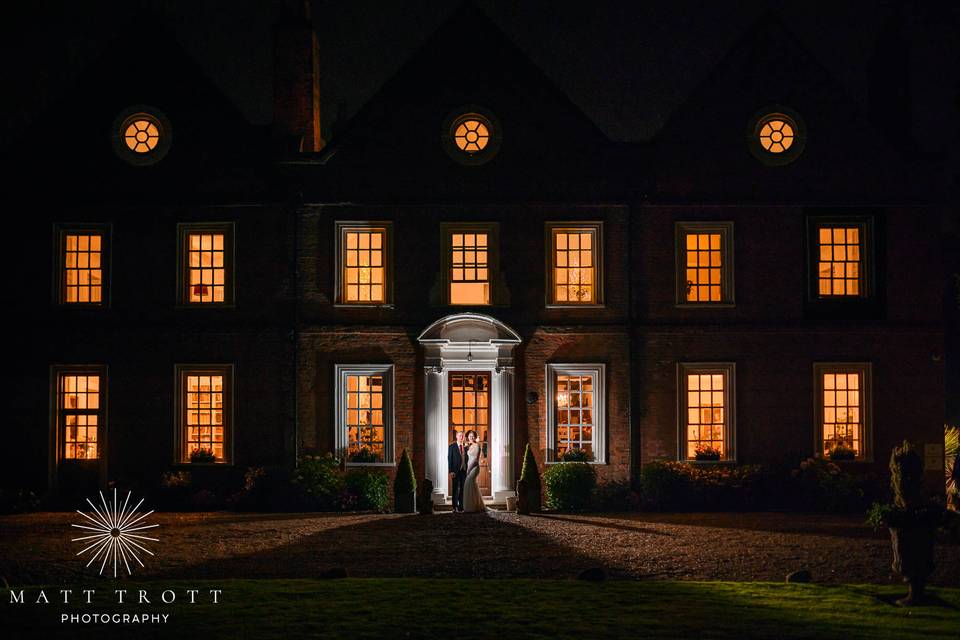 Hutton hall at night