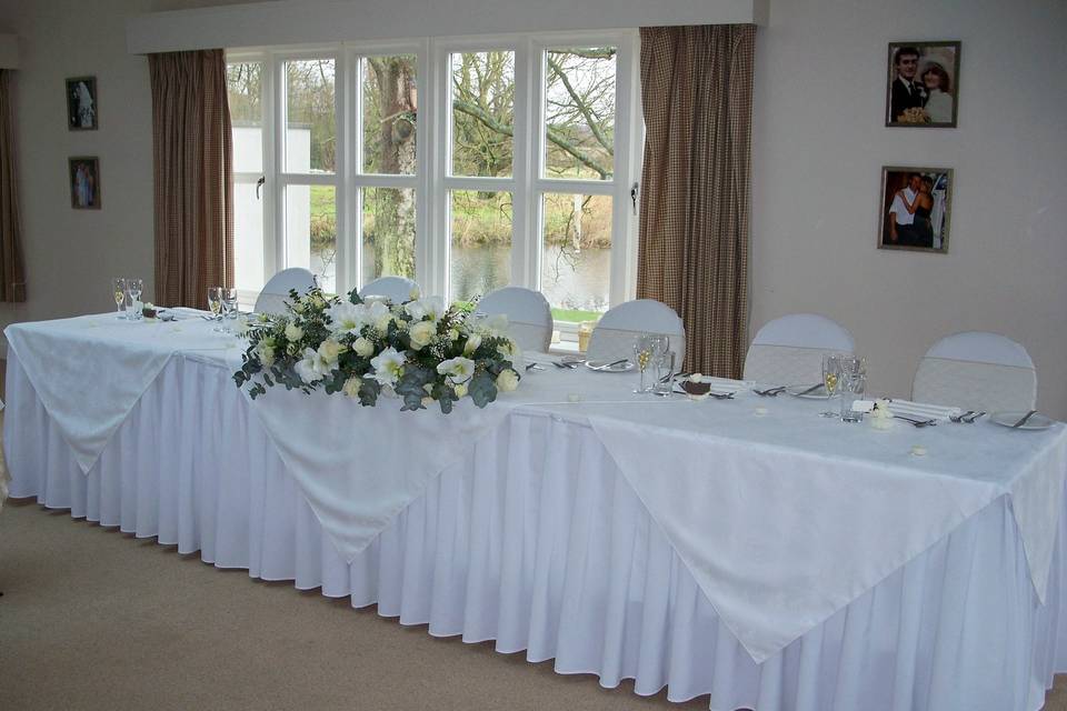 Prested Hall White Linen Pleated Table Skirt