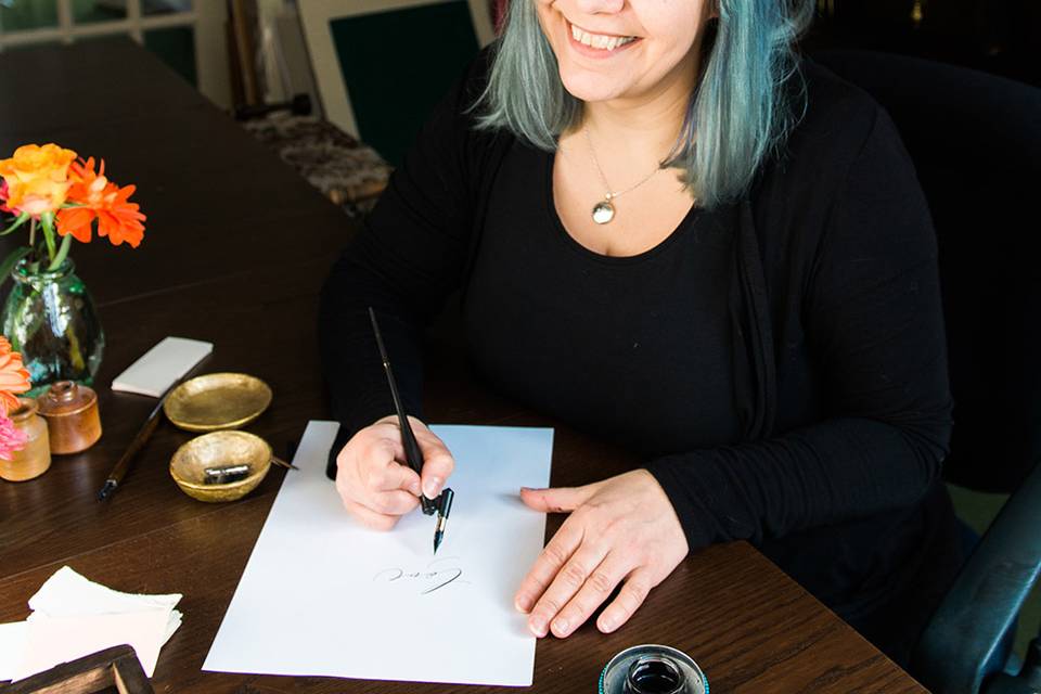Calligrapher Claire Gould