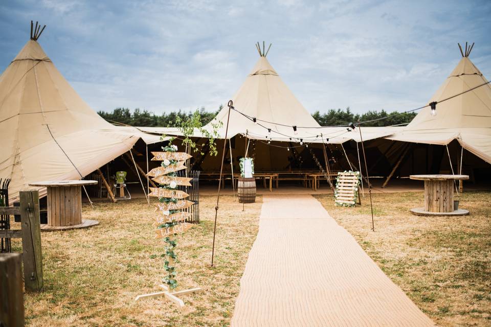 Tipis set up