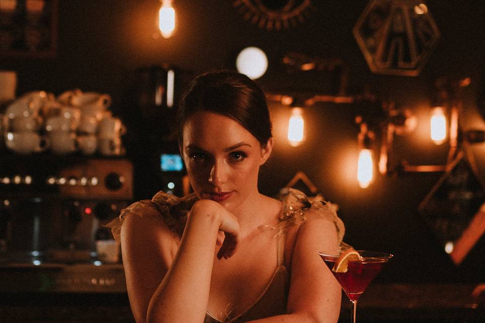 Bar shot of bride