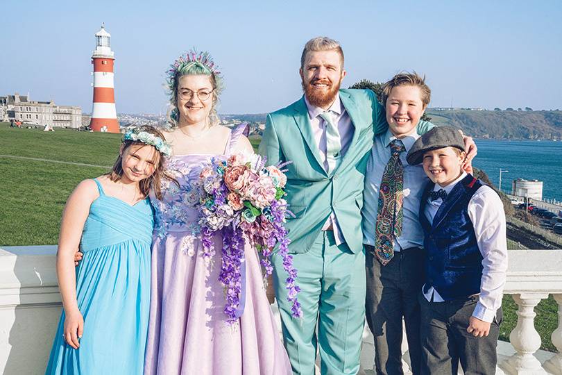 Bride and Groom and Kids