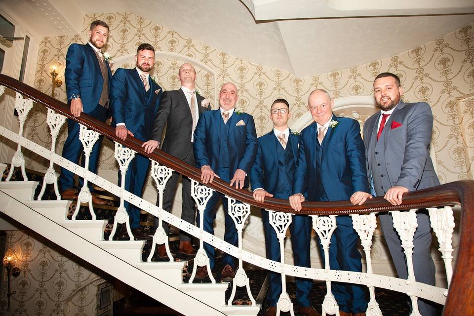 Male bridal party line-up