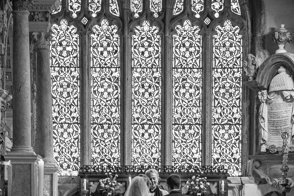 Happy couple at altar