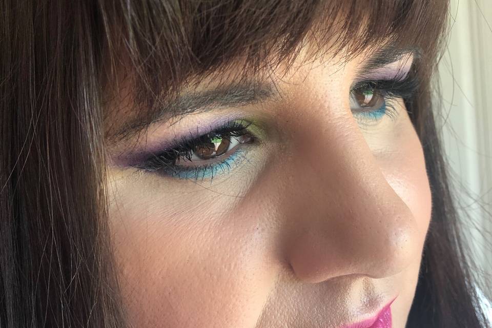 Bride colourful makeup