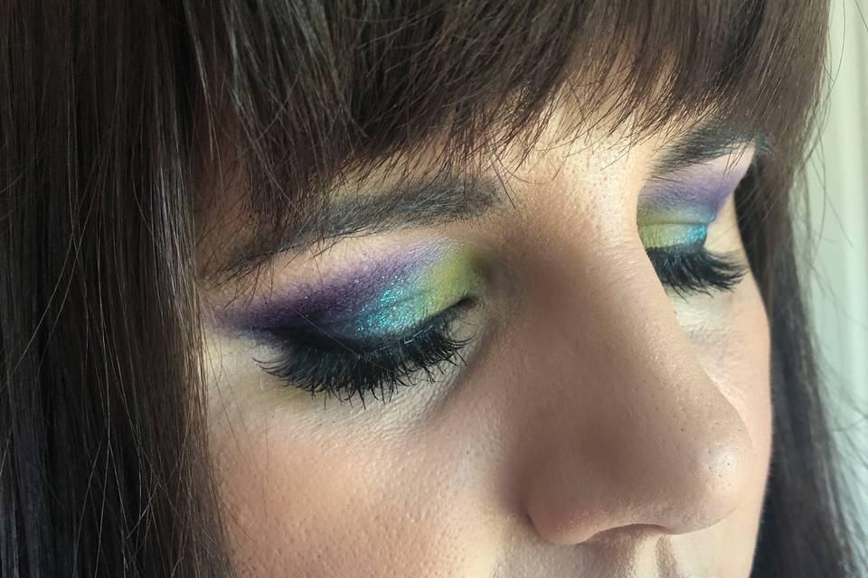 Bride colourful makeup