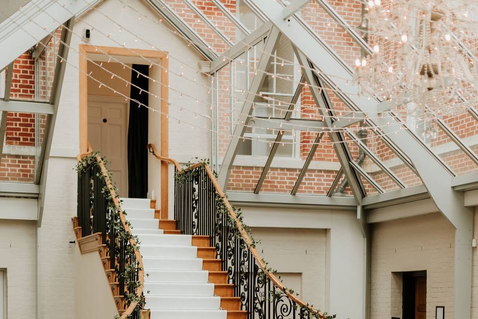 Reception flowers and Stairs