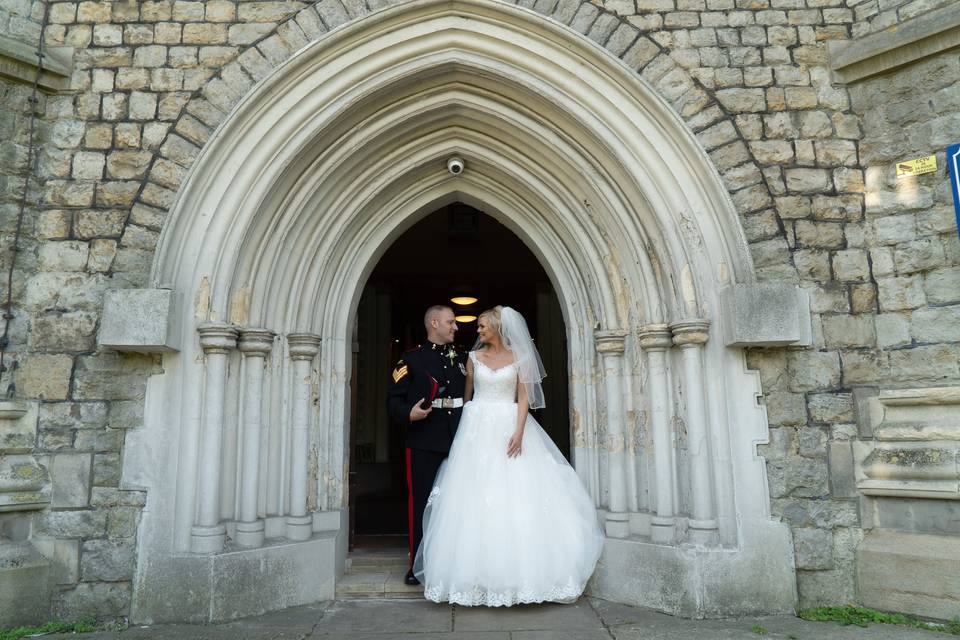 Couple outside the church