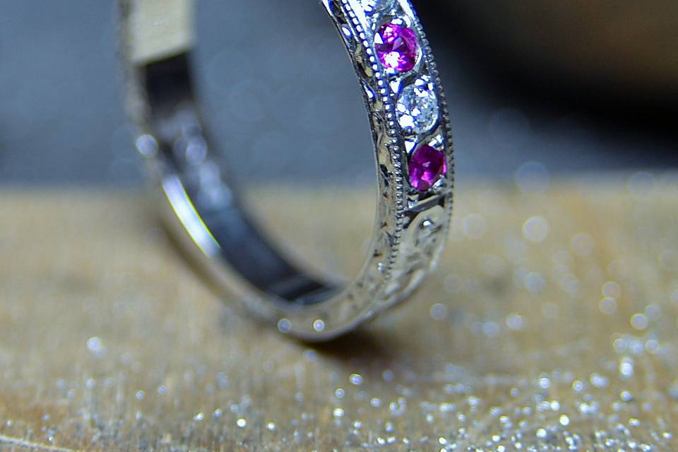 Pink sapphire and diamond
