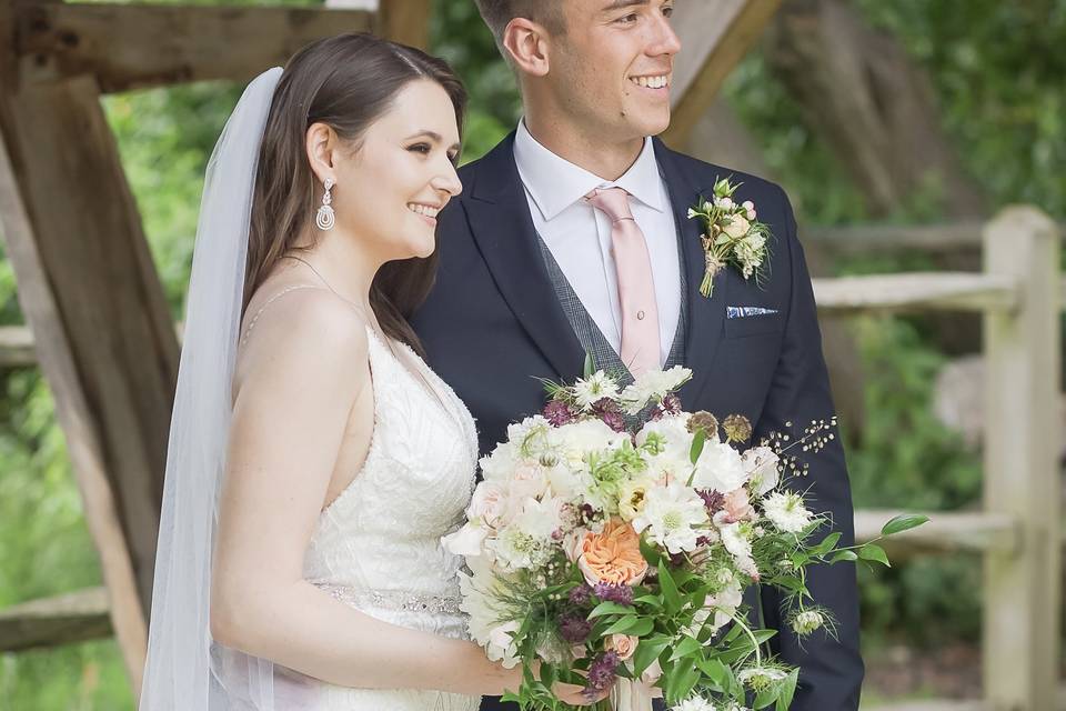 Holding the bouquet