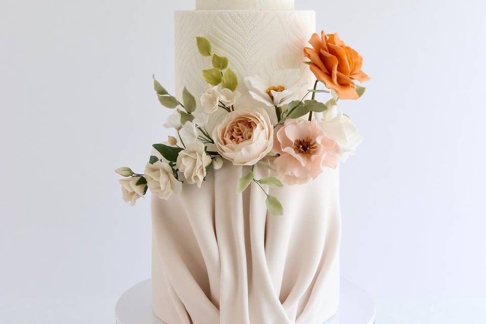 Draped tier & sugar flowers