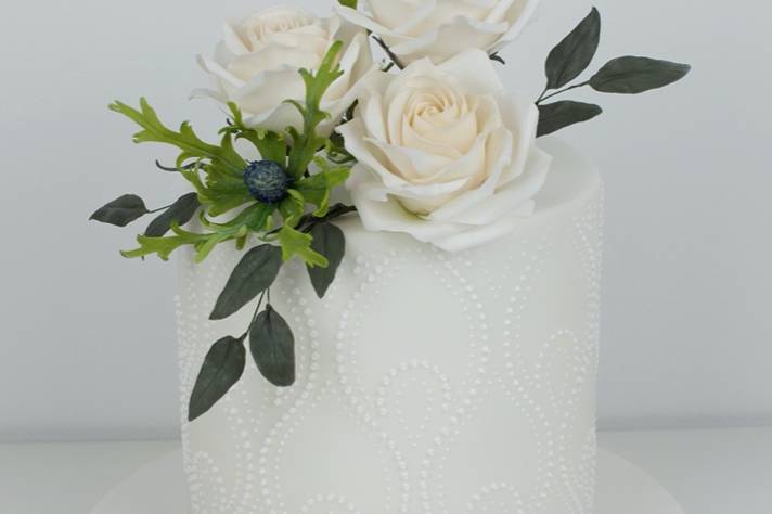 Stencilled & sugar flowers