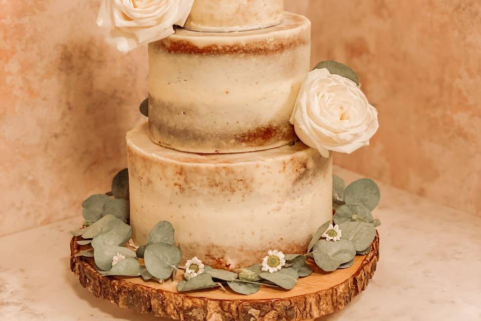 Semi-naked buttercream wedding cake