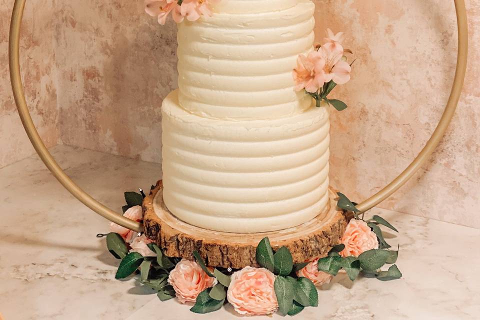 Fully covered buttercream cake