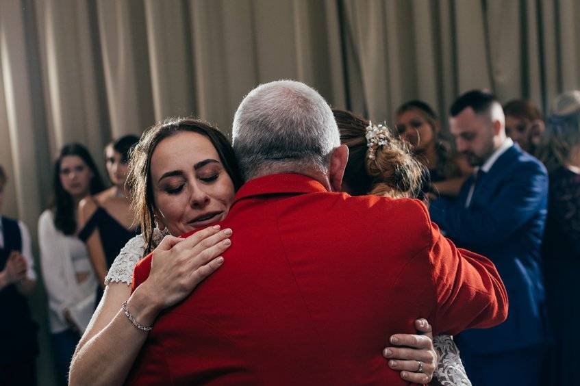 Hugging the toastmaster