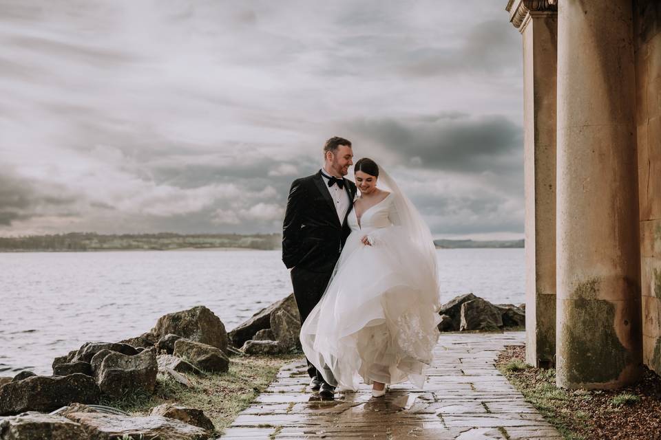 Bride and groom at church