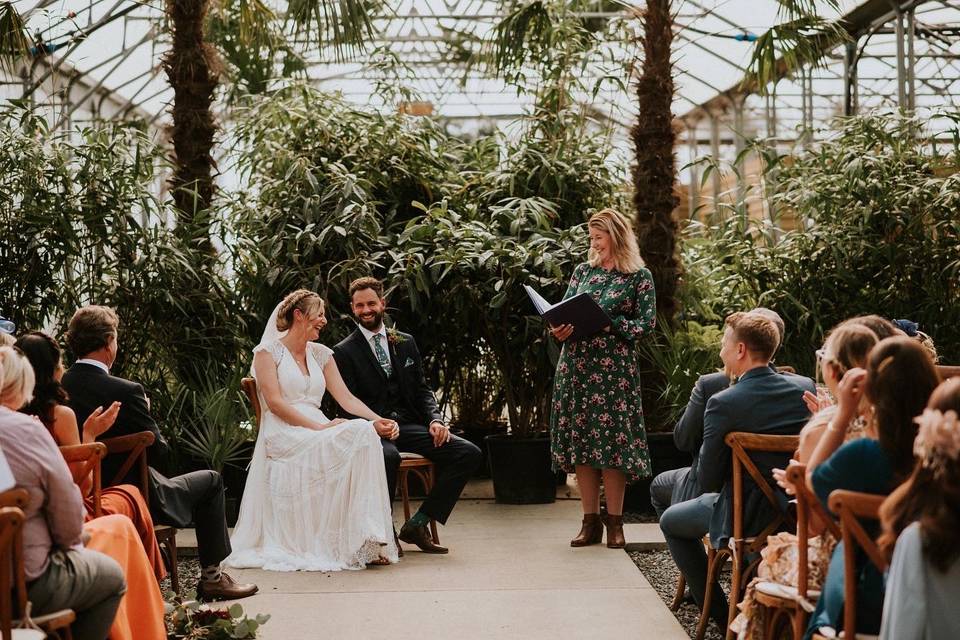 A wedding in a greenhouse!