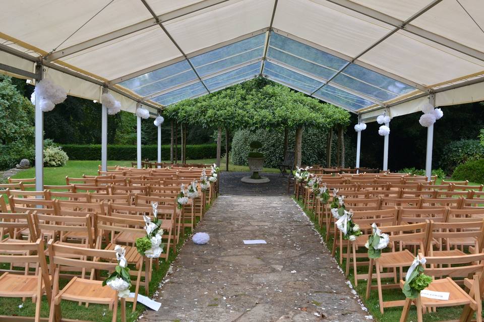 The apple pergola with seating